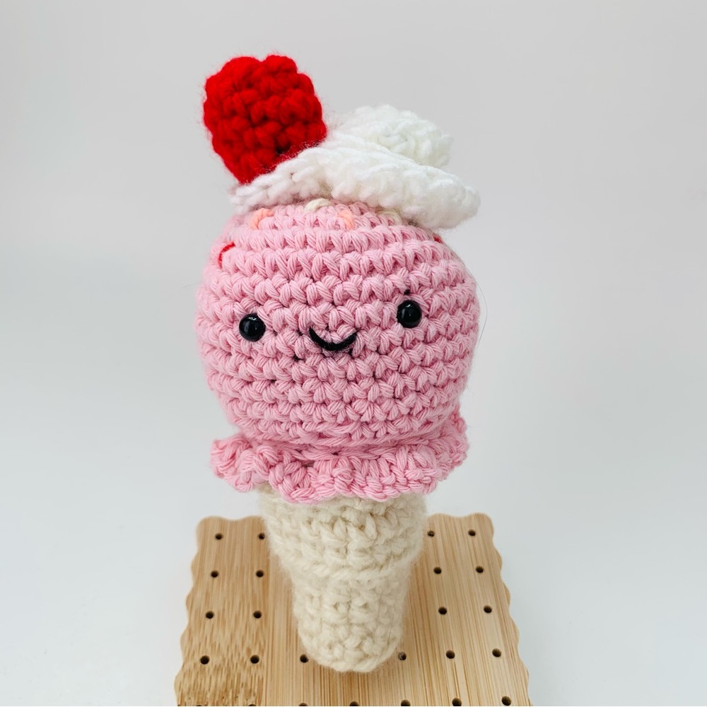 🍦Ice Cream Cone Plush Toy - Pink and Cream - Picture 3 of 6